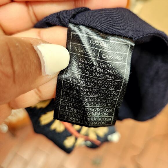 Sz 4 Fit & Flare Blue Autumn Tones Floral Long Sleeve Mini Dress Boho Chic Print - Picture 9 of 10